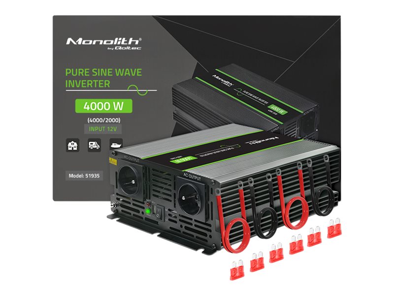 Przetwornica napięcia Monolith | 2000W | 4000W | 2000W | 4000W | 12V na 230V | Czysty Sinus