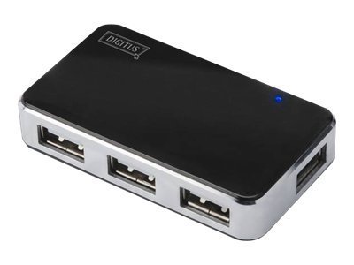 HUB/Koncentrator 4-portowy USB 2.0 HighSpeed, aktywny, czarno-srebrny