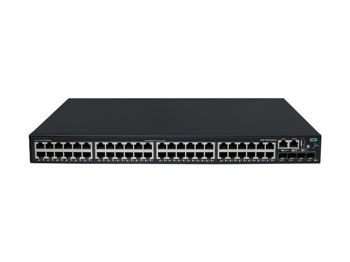 HPE Networking CW 2150 48p 10M/100M/1G PoE+ 4p SFP+ 1G/10G 770W Switch EU en