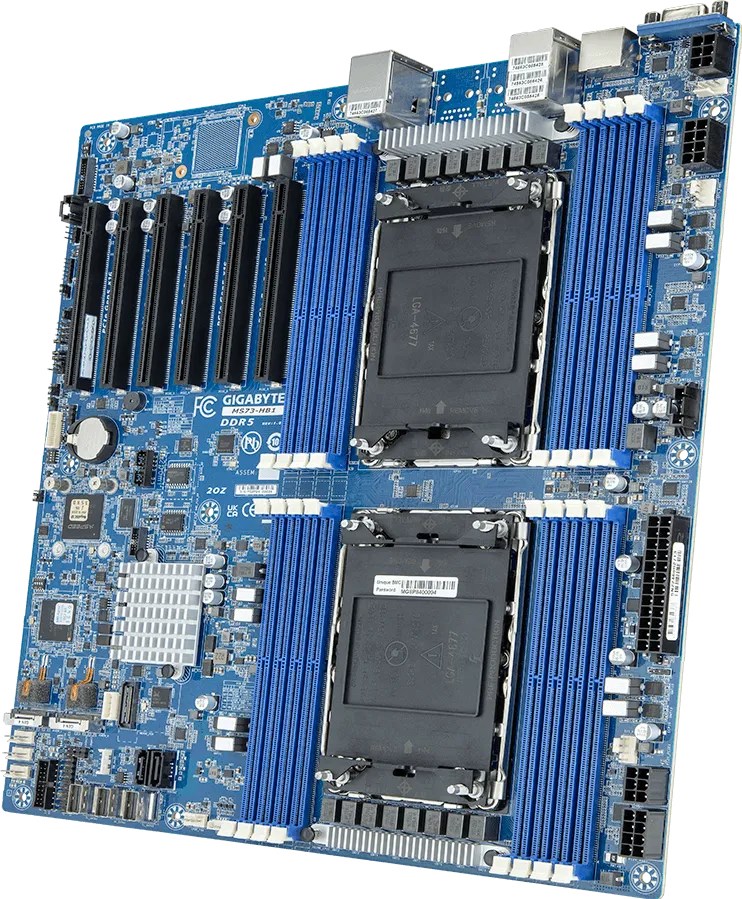 Płyta główna Gigabyte MS73-HB1 2x LGA4677 Intel Xeon Scalable 4/5gen C741 (16x DIMM, 3x SlimSAS (12x SATA), 2xM.2, 2x1Gbe, IPMI, E-ATX)