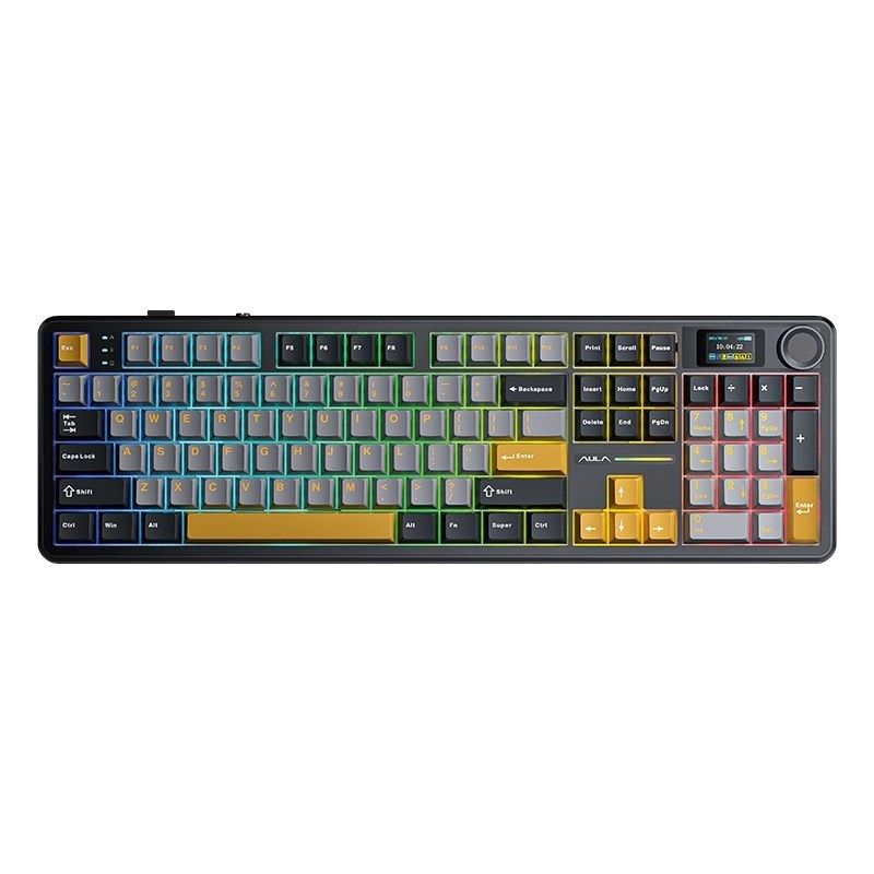 Klawiatura gasket F108 Pro Gray+Orange+Deep Gray Reaper switch RGB AULA