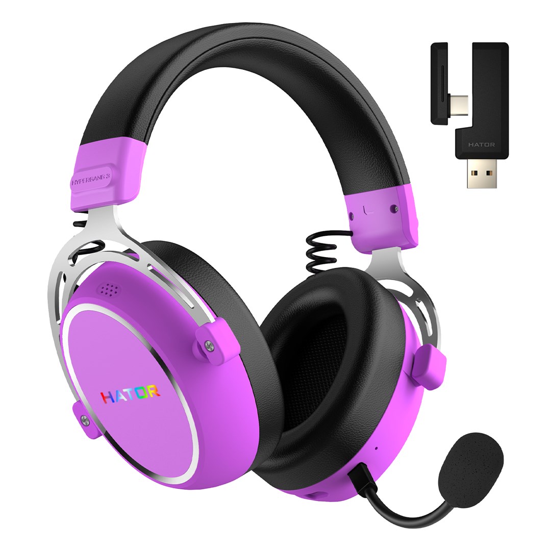 Słuchawki dla graczy Hator HYPERGANG 3 Wireless bezprzewodowe fioletowe