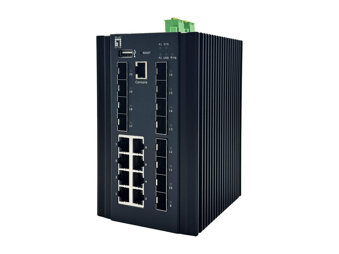 LevelOne Industrial L2+ Managed Switch 20-portowy/IP40+DIN 2,5 Gb/s