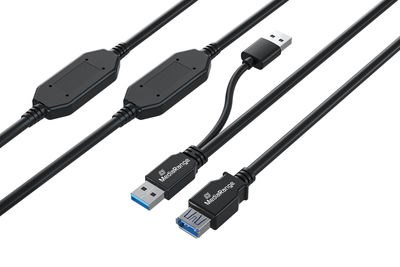 MediaRange MRCS244 kabel USB USB 3.2 Gen 1 (3.1 Gen 1) 15 m 2 x USB A USB A 5 Gbit/s Czarny