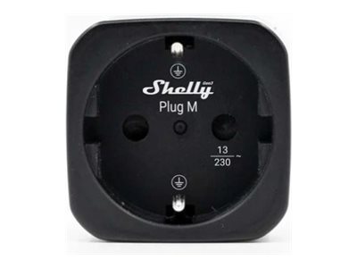 SHELLY Plug M Gen3 Black WLAN Power Metering Smart Plug // S3PL-30110EU