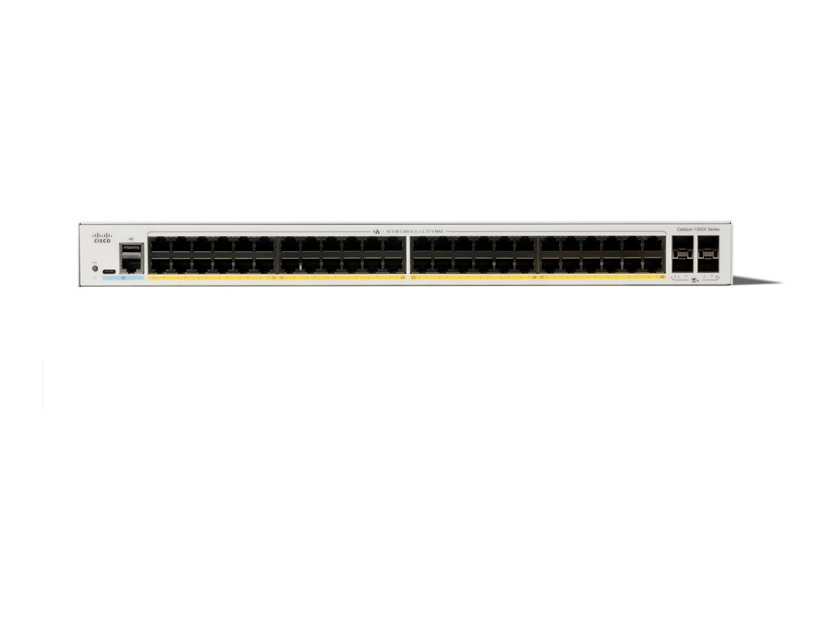 CISCO Catalyst 1300X 48-Port Switch PoE+ with 740W power budget 4 x 10G SFP+ Uplinks 25G for Stacking