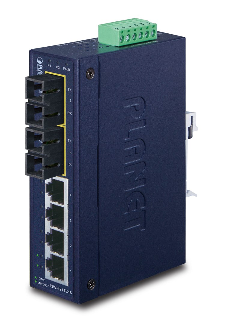 Switch PLANET ISW-621TS15 niezarządzalny L2 Fast Ethernet (10/100) Niebieski