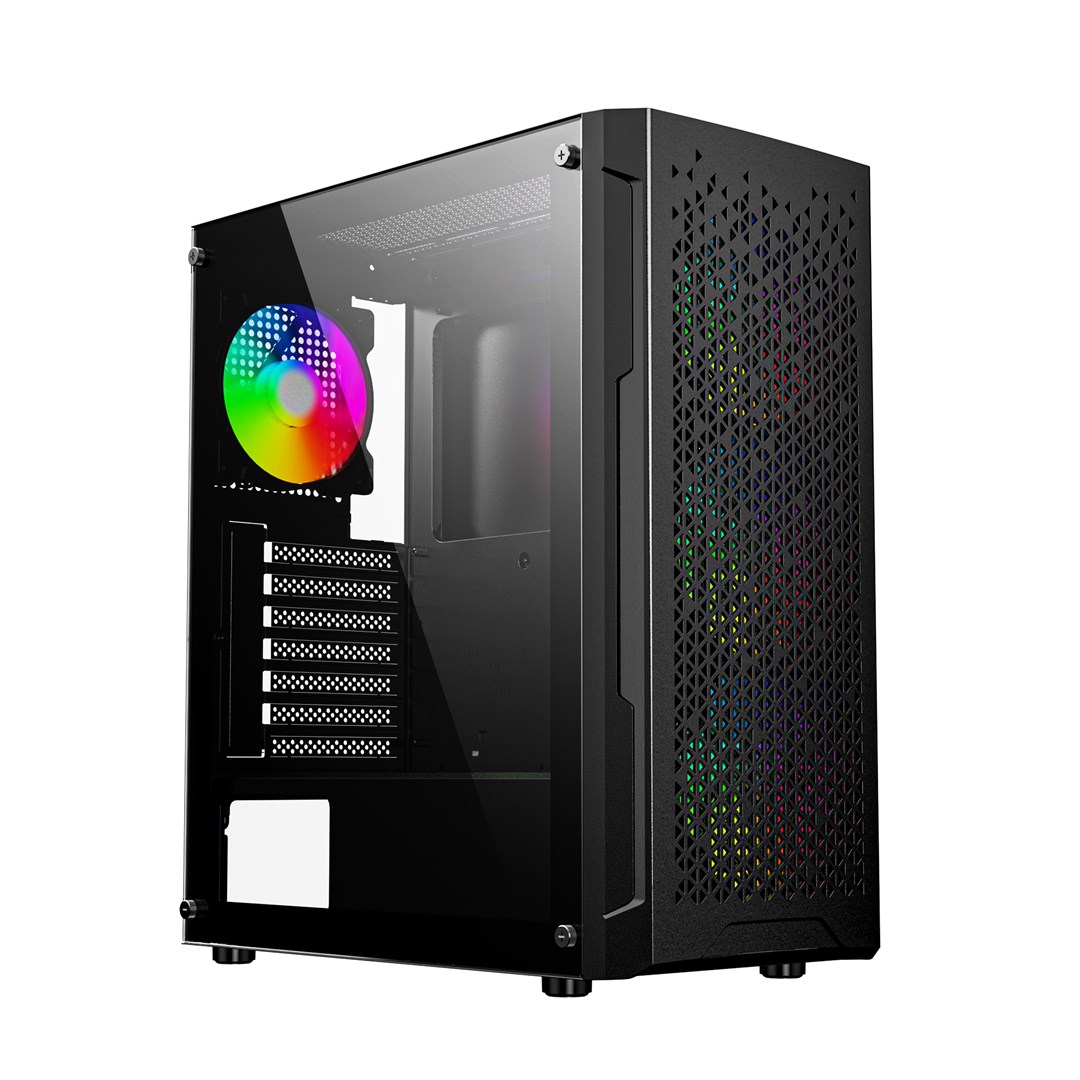 GEMBIRD OBUDOWA FORNAX 400X MIDI-TOWER (2X USB 3.0, 1X USB 2.0, HD AUDIO, SZKLANY PANEL BOCZNY, PODŚWIETLENIE ARGB) CZARNA