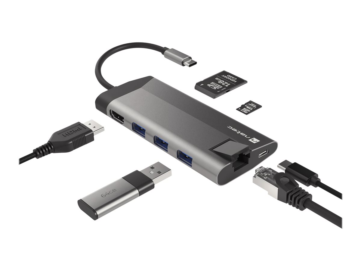 Stacja dokująca Multiport Fowler Plus USB-C PD, 3x USB 3.0, HDMI 4K, RJ45, SD, micro SD