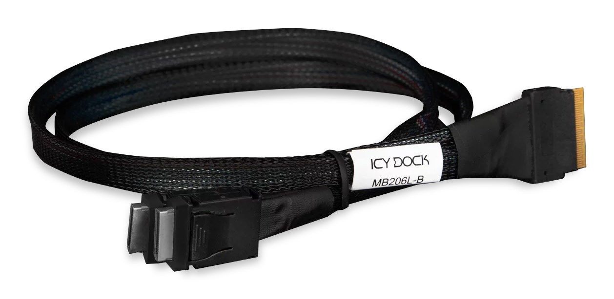 Kabel wewnętrzny SAS ICY Dock MB206L-B - 8i Slim SAS (SFF-8654) (M) do 4i OCuLink (SFF-8611) - 50cm - do ToughArmor MB699VP-B V2, MB699VP-B V3, MB720MK-B V2, MB852M2PO-B