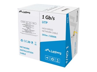 Kabel LAN UTP 1GB/S 305M drut CCA żółty