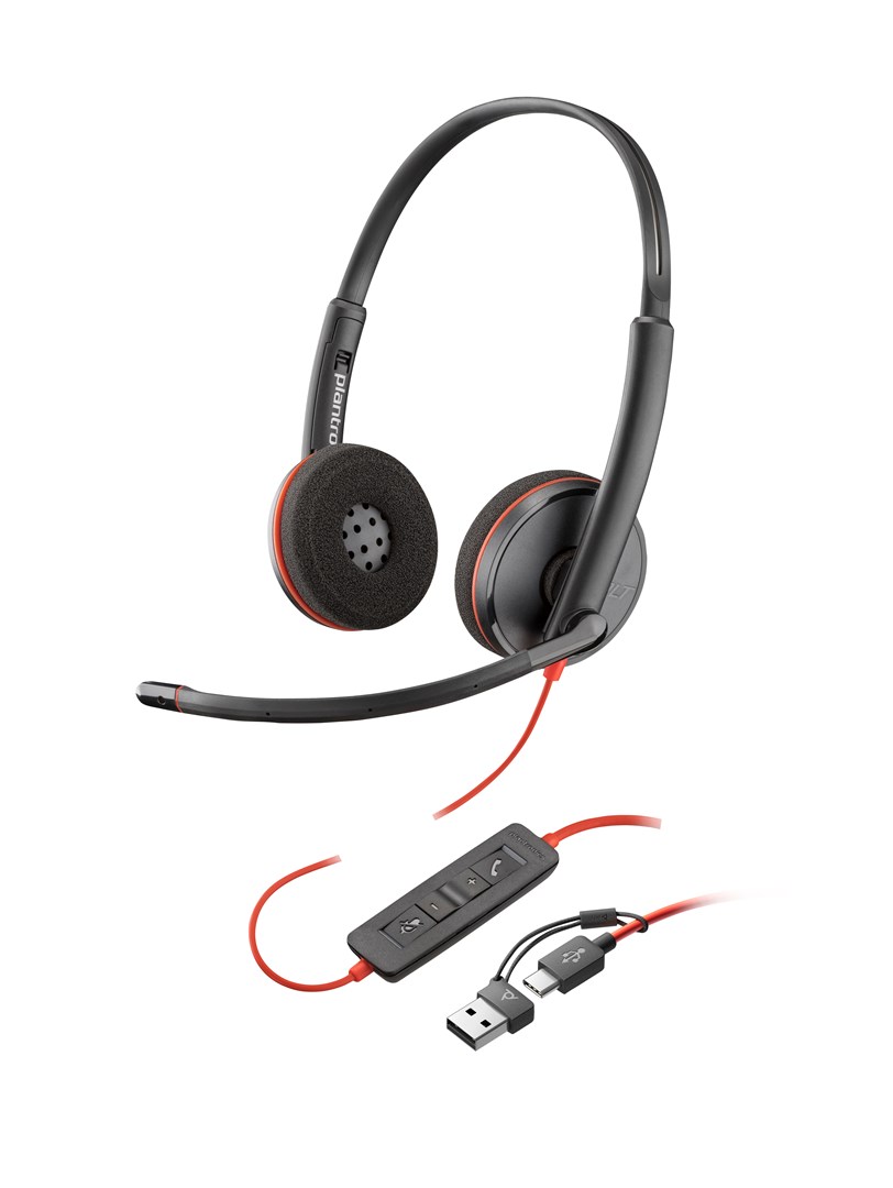 Poly Blackwire 3220 Stereo USB-C Headset +USB-C/A Adapter (Bulk)