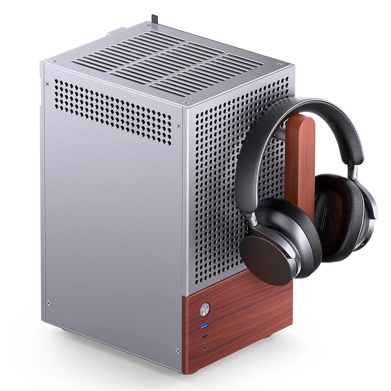 Obudowa PC Jonsbo T6 Mini-Tower, Mini-ITX, szkło hartowane, drewno - srebrna