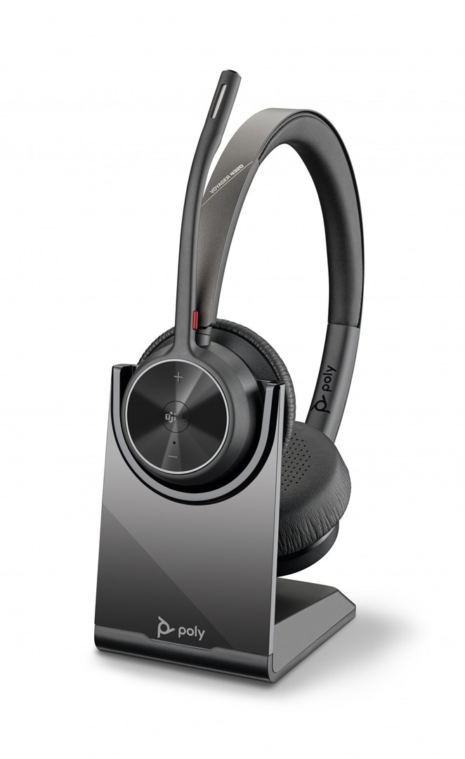 Zestaw słuchawkowy Bluetooth Poly Voyager 4320 MS Teams Certified USB-A Headset with charge stand +BT700 dongle 77Z00AA