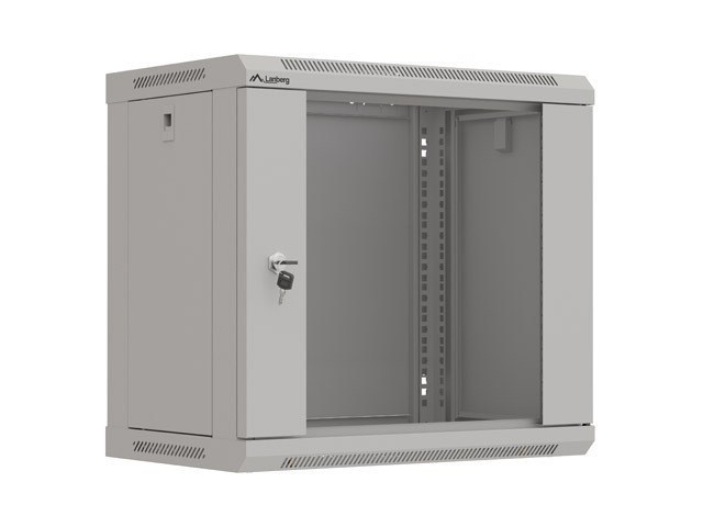 Szafa instalacyjna rack wisząca 19" 9U 540x350 szara drzwi przeszklone LANBERG (FLAT PACK)