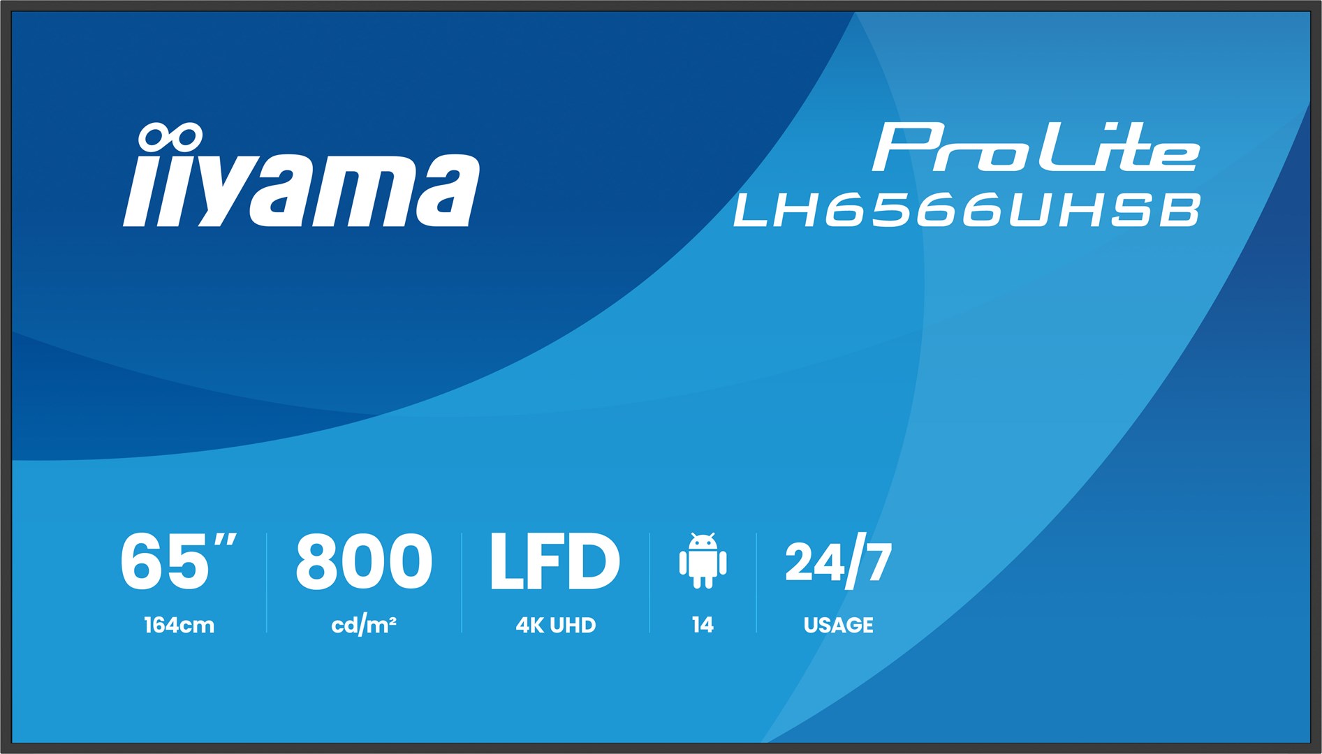 iiyama LH6566UHSB-B1AG signage display Płaski panel Digital Signage 165,1 cm (65") LCD Wi-Fi 800 cd/m2 4K Ultra HD Czarny Procesor wbudowany Android 24/7