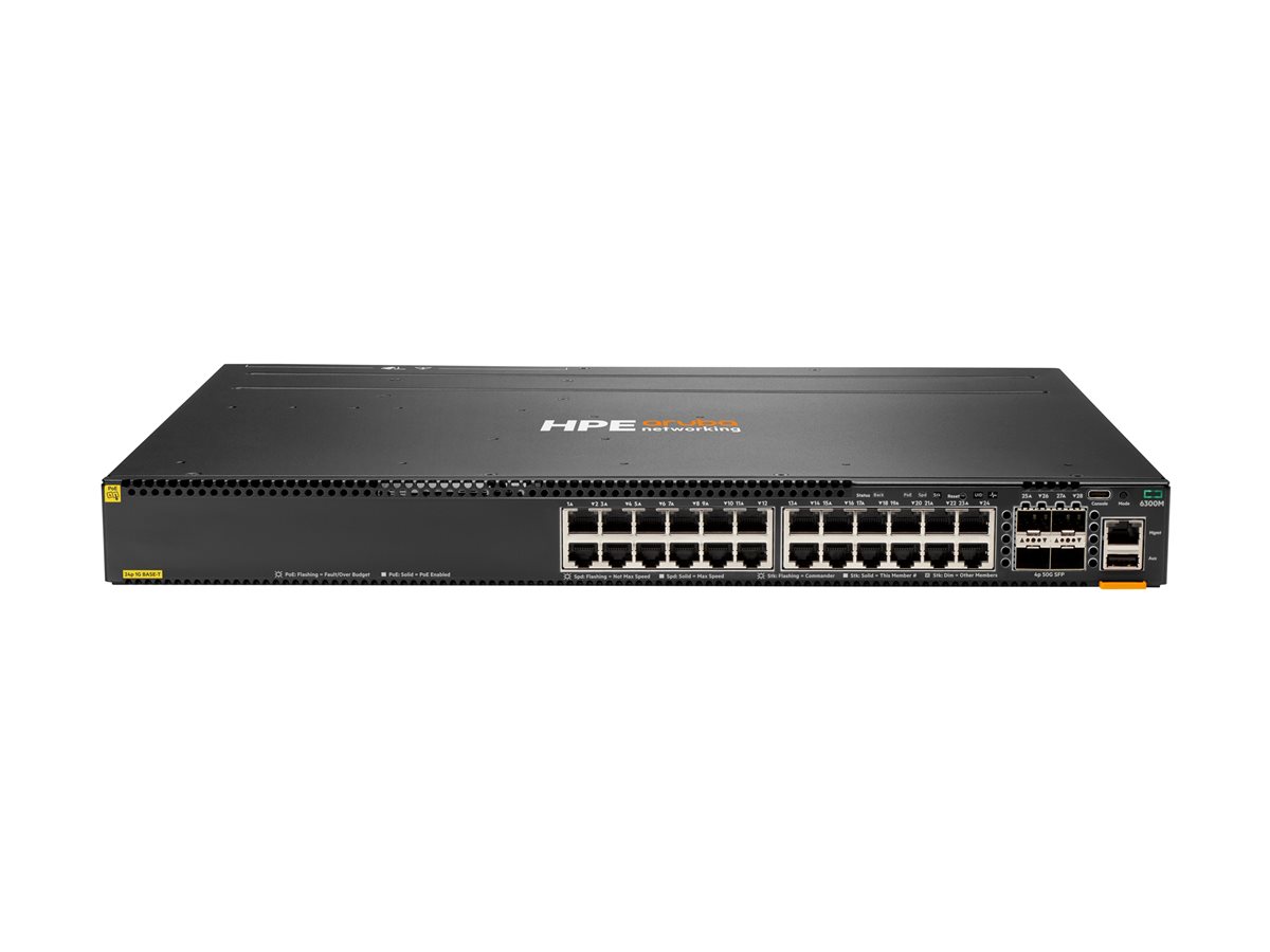 HPE Aruba 6300M Switch 24-port 1GbE Class 4 PoE and 4-port SFP56