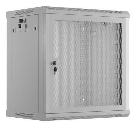 Szafa instalacyjna RACK wisząca 19" 12U 600X450 szara drzwi perforowane Lanberg (flat pack)