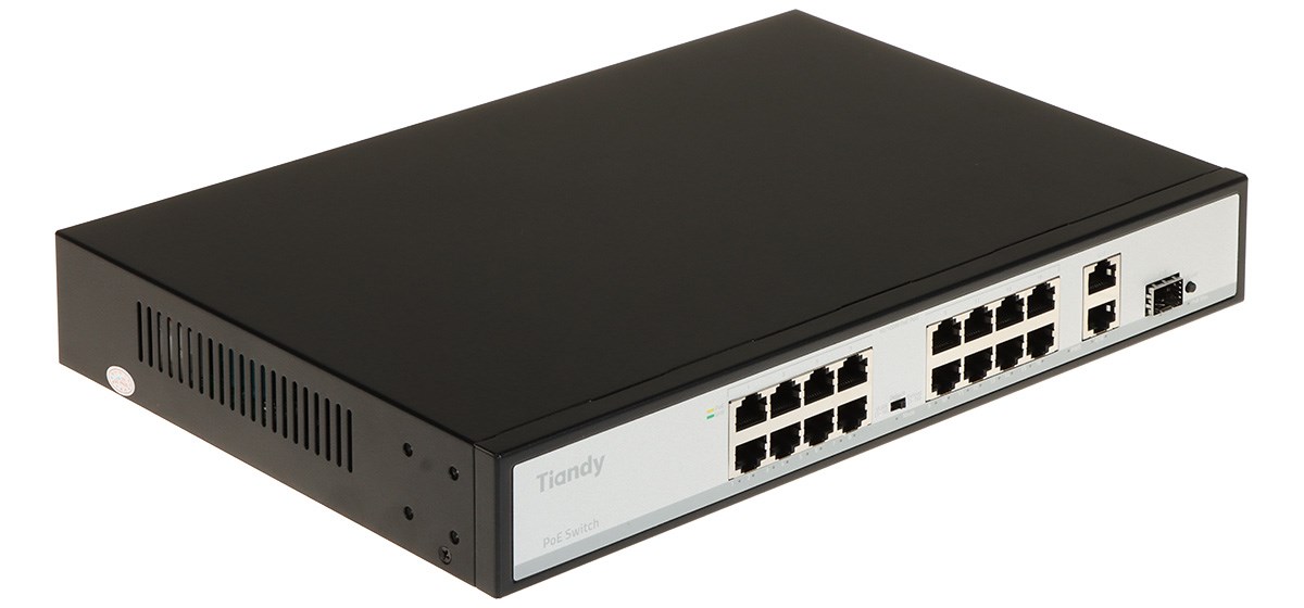 SWITCH POE TC-P3S019 SPEC:H/1621/AT/180 16-PORTOWY + 2X UPLINK + 1X SFP TIANDY