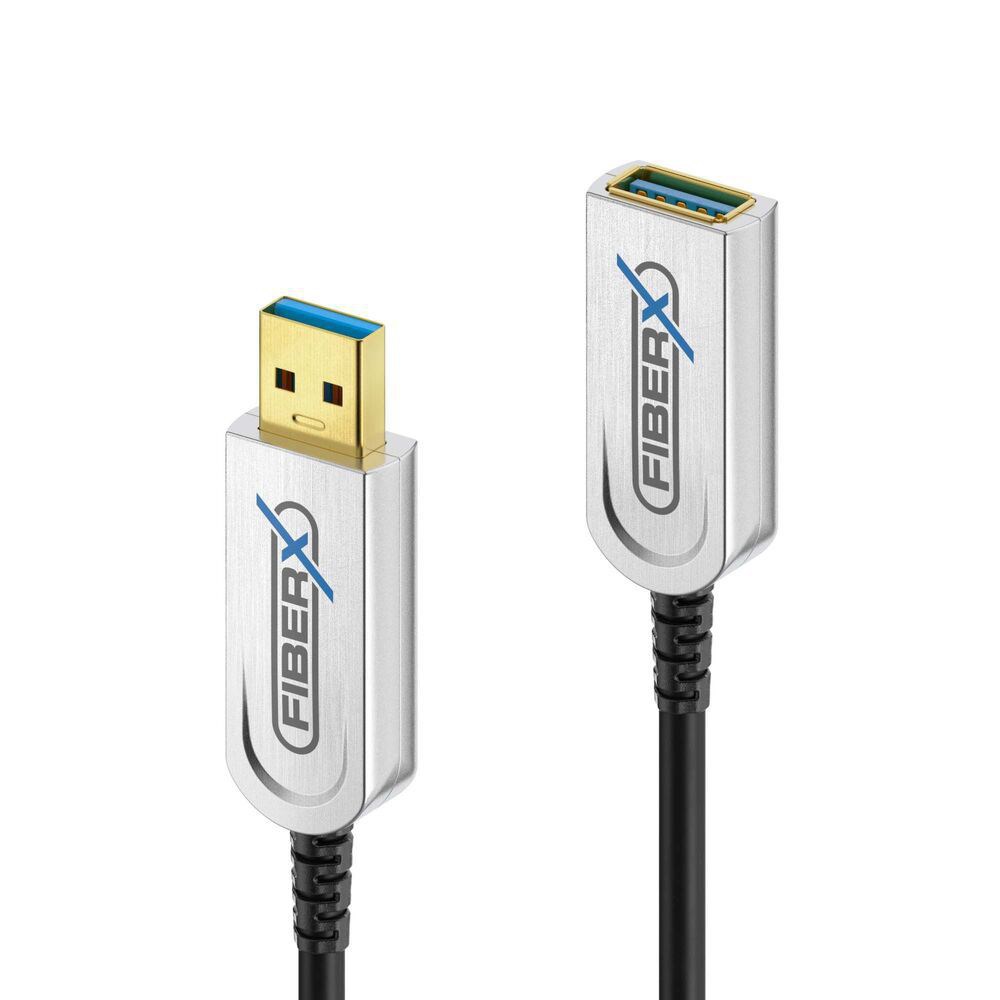 FiberX FX-I650-010 kabel USB USB 3.2 Gen 1 (3.1 Gen 1) 10 m USB A 10 Gbit/s 4,5 W Czarny, Srebrny