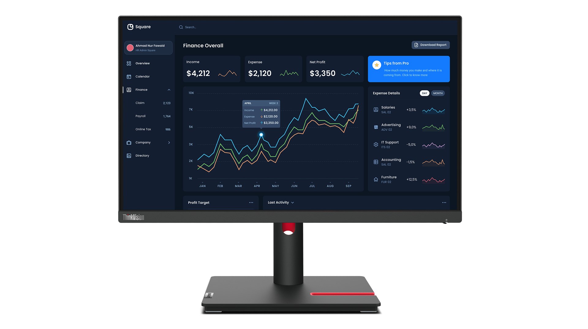 Lenovo T22i-30 21.5" FHD 60Hz 250nits AG USB, HDMI Raven Black