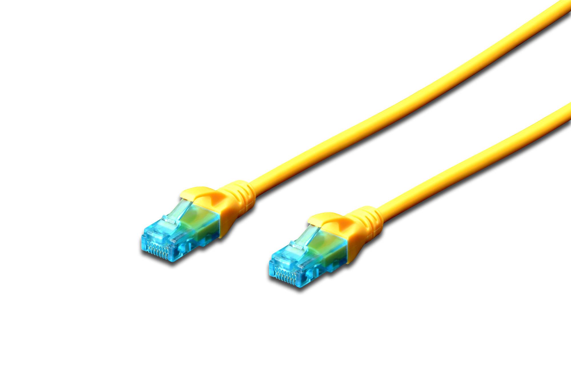 Patch cord U/UTP kat.5e PVC 2m żółty