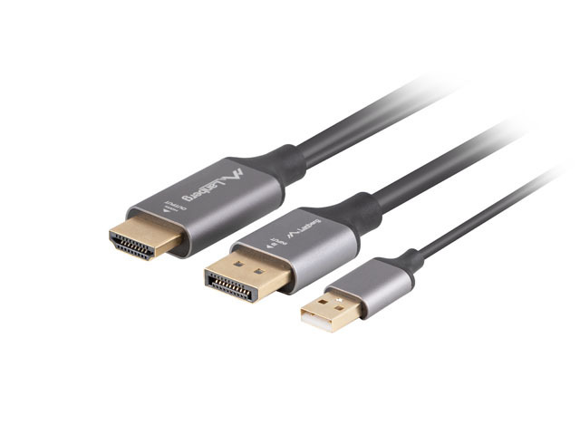 LANBERG Kabel HDMI M -> Displayport M 1m 4k czarny
