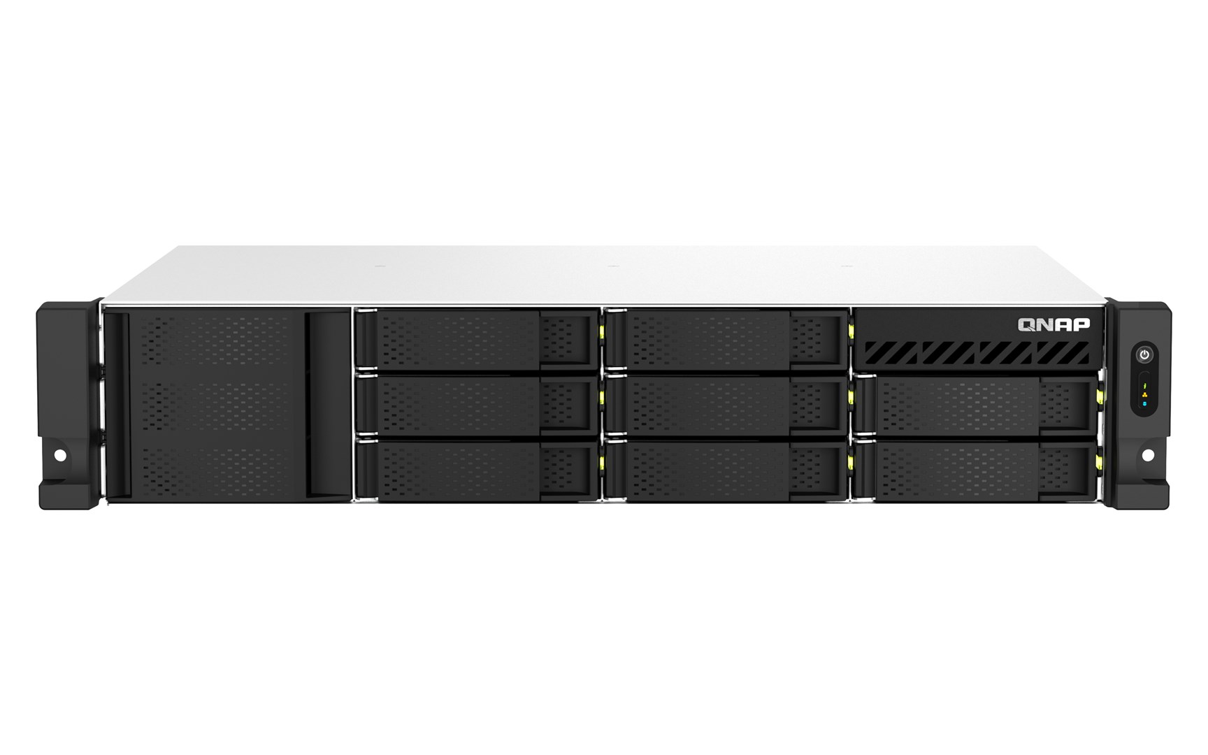 Qnap TS-864eU-8G, 2U, 8 x 2.5"/3.5" SATA, Intel Celeron N5095 4C/4T, 8 GB DDR4 onboard not expandable, 2 x 2.5GbE, Single PSU (not upgradeable to RP)