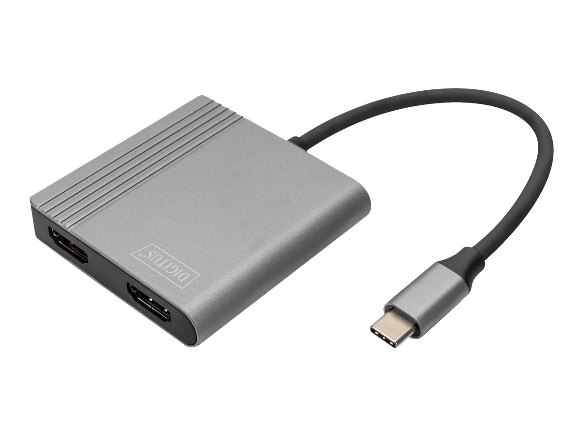 DIGITUS Kabel adapter graficzny USB Typ C na 2x HDMI 4K 60Hz UHD 0.2m