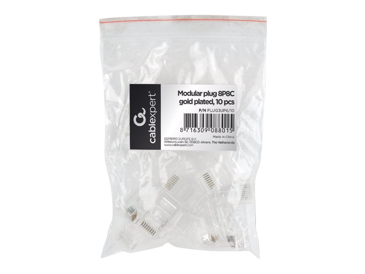 GEMBIRD PLUG3UP6/10 Gembird wtyk sieciowy RJ45 (10 sztuk) UTP, kat. 5e, 8P8C, 6u, do drutów