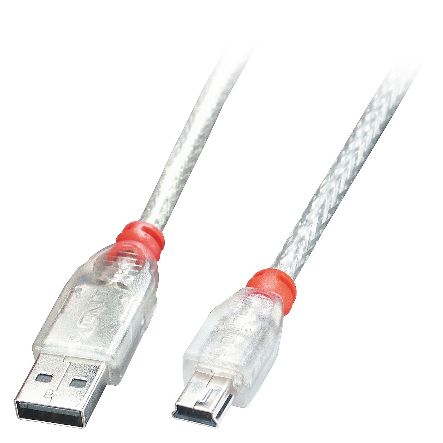Lindy 41783 USB Kabel USB 2.0 2 m USB A Mini-USB B 0,48 Gbit/s Transparent