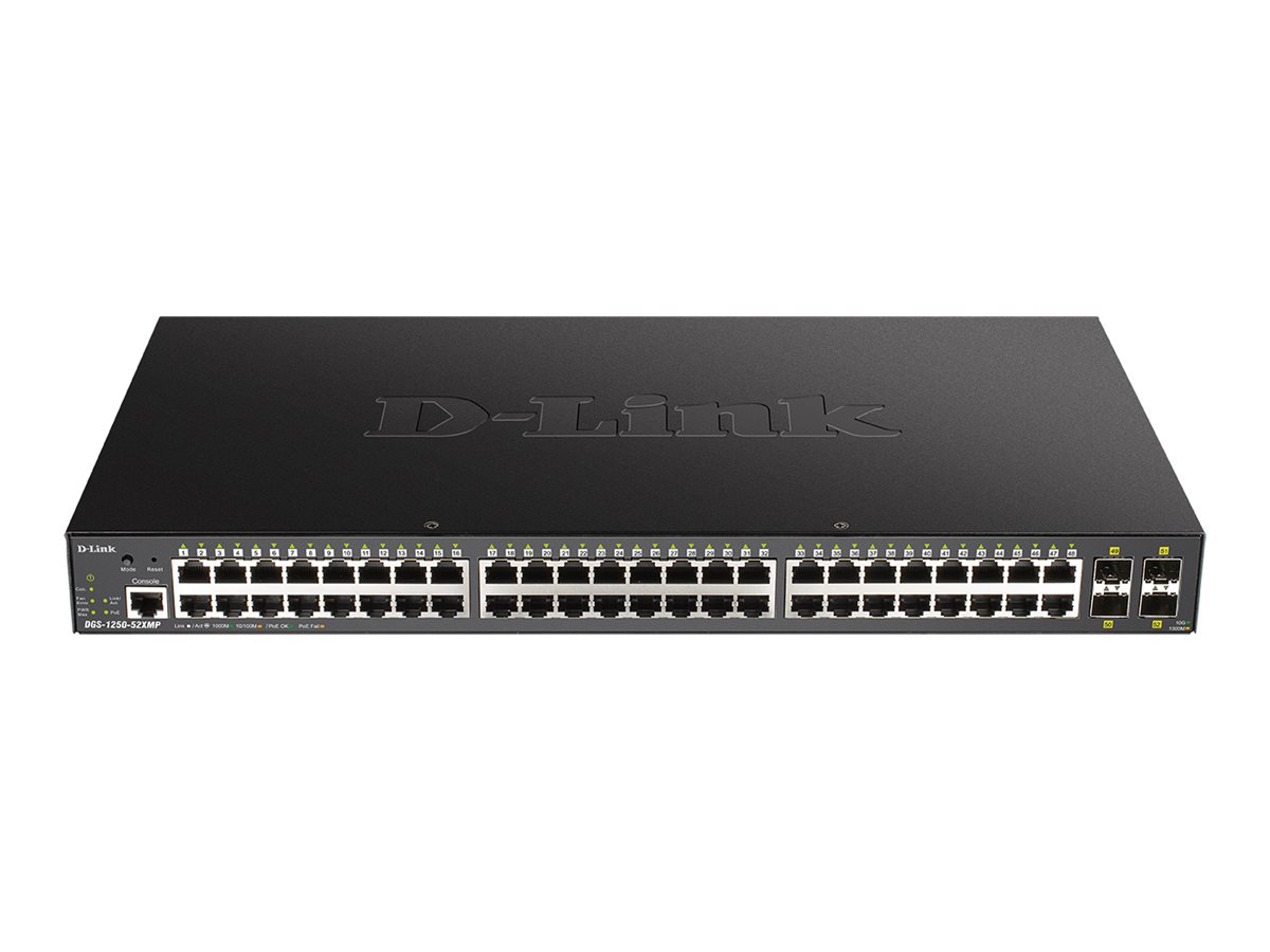 D-Link DGS-1250-52XMP Zarządzany L3 Obsługa PoE Czarny