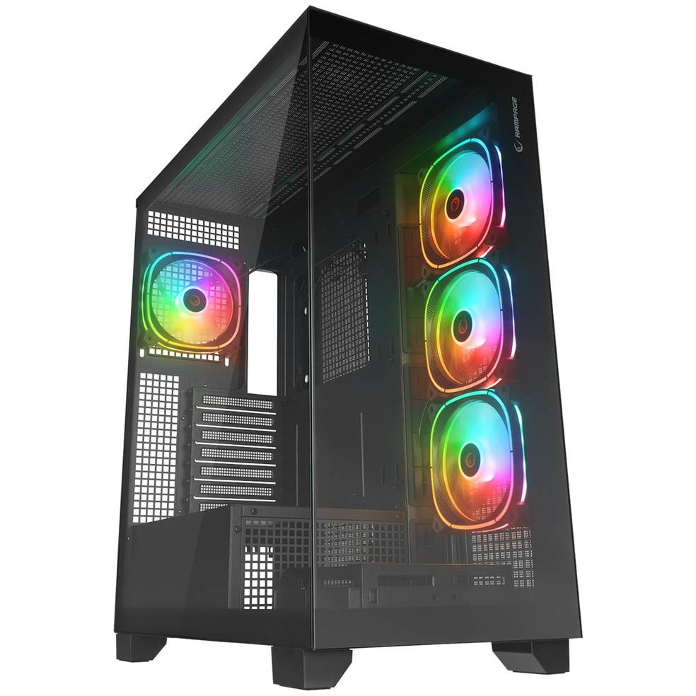 Obudowa Rampage Hydra V1 4x wentylator USB-C/USB-A + hub, czarna