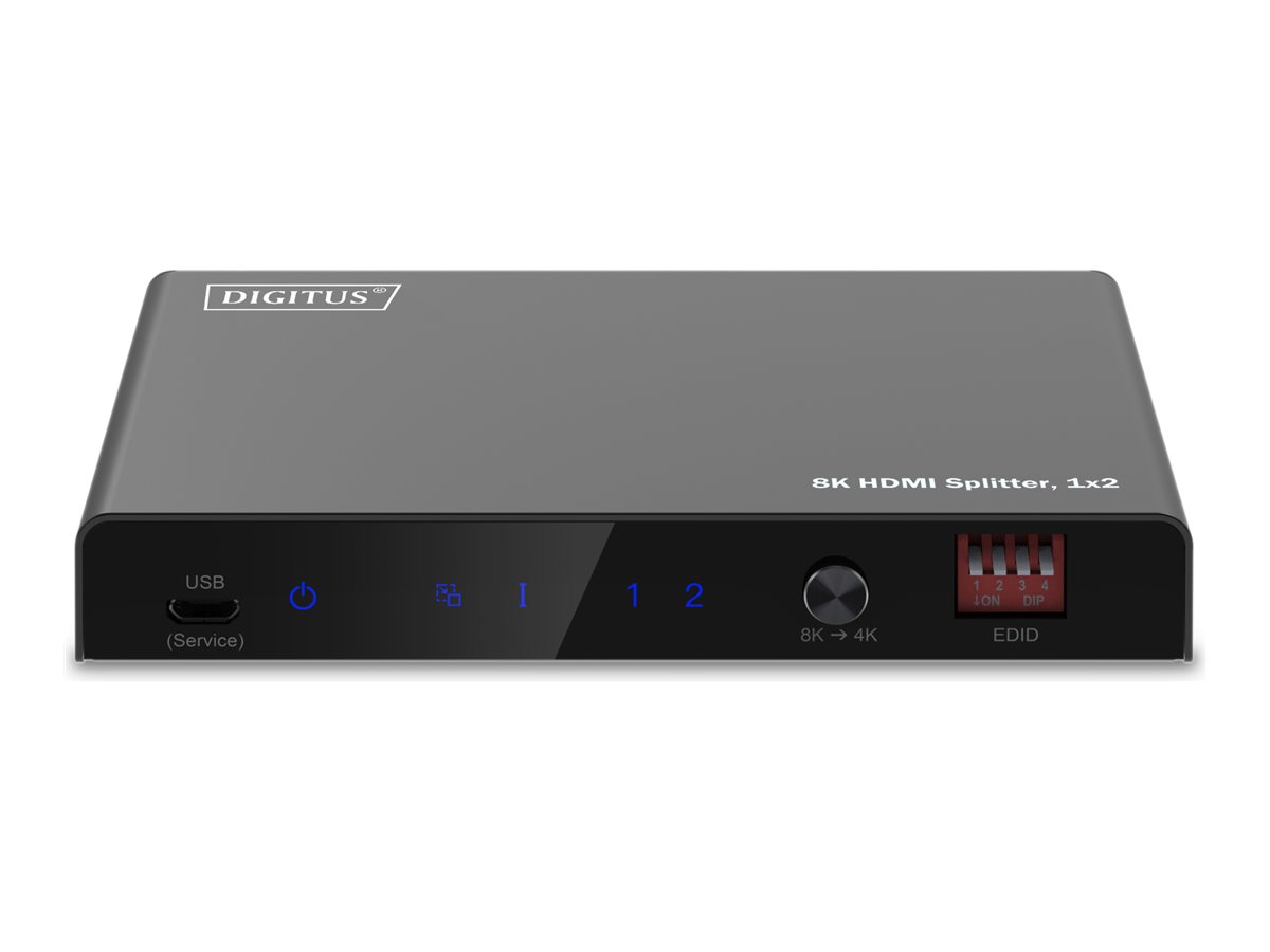 Rozdzielacz/Splitter HDMI 1x2, 8K/60Hz (4:4:4) z HDR, 48 Gbps, HDCP 2.3. Toslink / Stereo , EDID