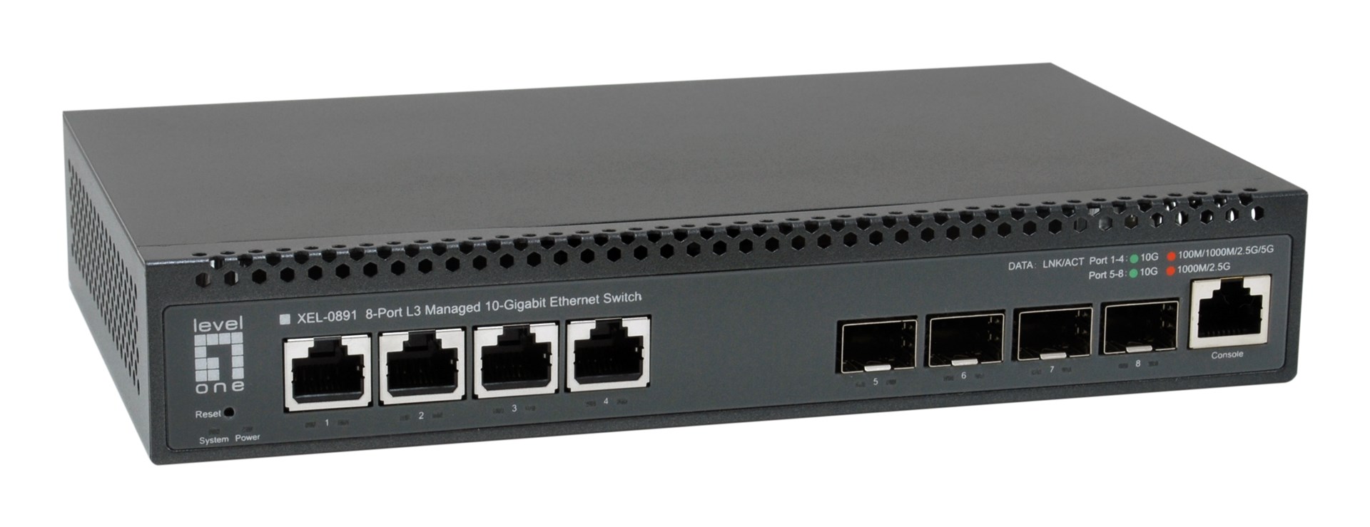 LevelOne XEL-0891 Zarządzany L3 10G Ethernet (100/1000/10000) Desktop Szary