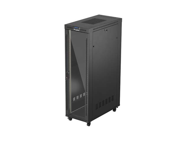 LANBERG szafa Rack stojąca 19/42U 600x1200 czarna drzwi szklane LCD flat pack