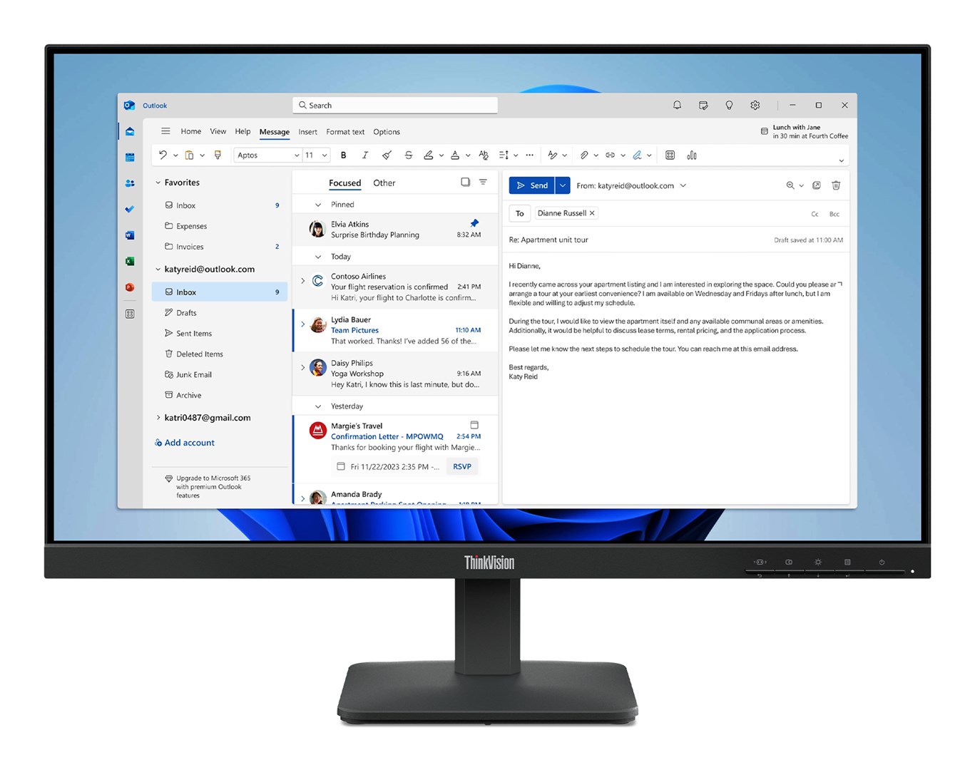 Lenovo ThinkVision S24-4e monitor komputerowy 60,5 cm (23.8") 1920 x 1080 px Full HD LED Czarny