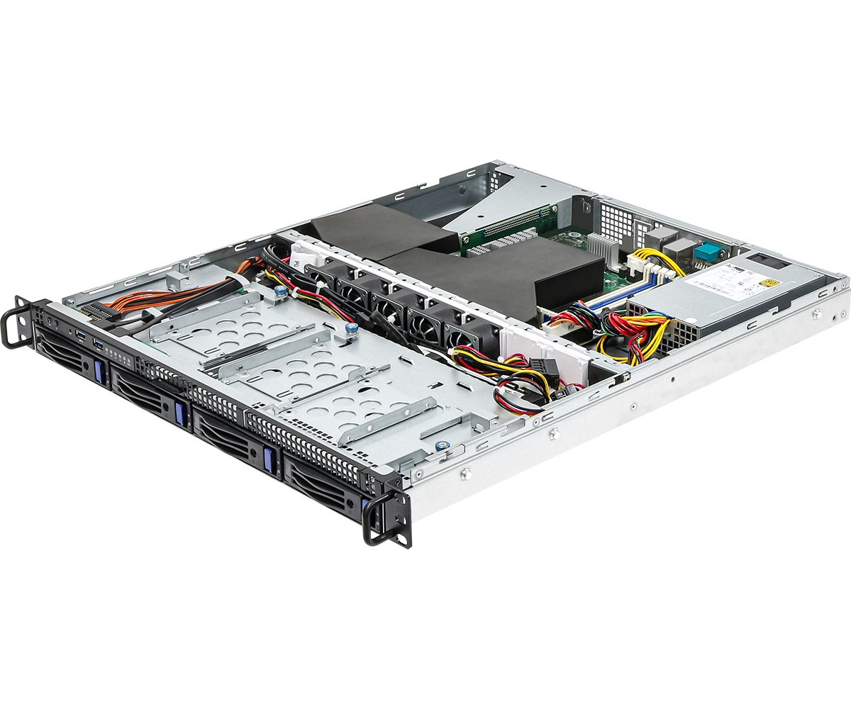 Platforma ASRock Rack (1U) AMD Ryzen (4xLFF, 2xGbE, Fixed PSU, IPMI)