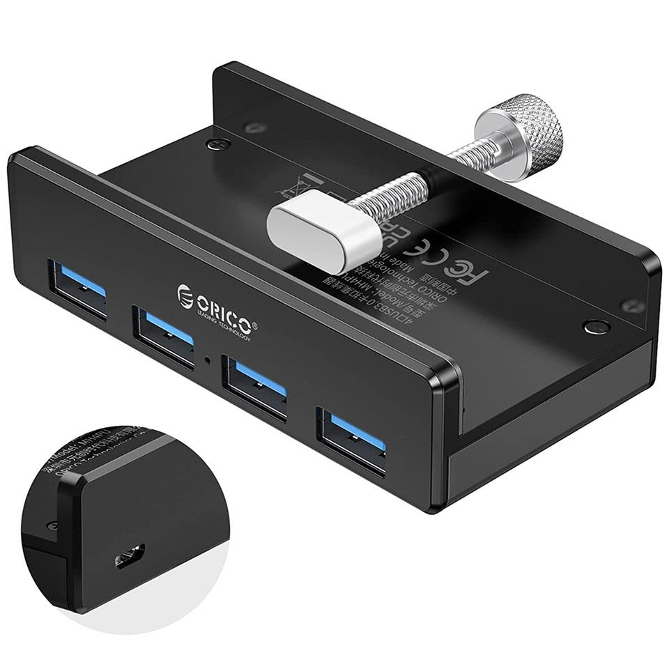HUB USB-A Orico MH4PU-P-BK-BP Aktywny biurkowy 4x USB-A 5Gbps czarny