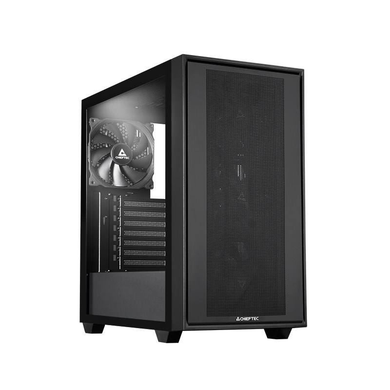 Chieftec Midi Tower GS-03B-BLK-OP, Schwarz Czarny
