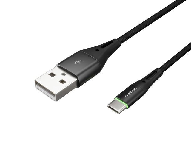 NATEC Kabel USB-C/A 2.0 1m prati led oplot czarny