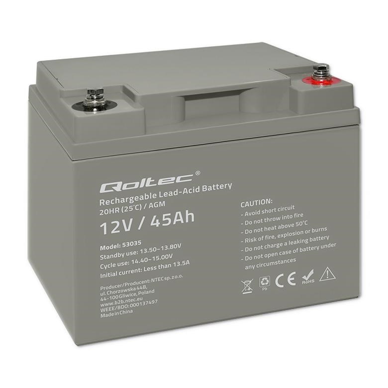 Qoltec Akumulator AGM | 12V | 45Ah | max 540A