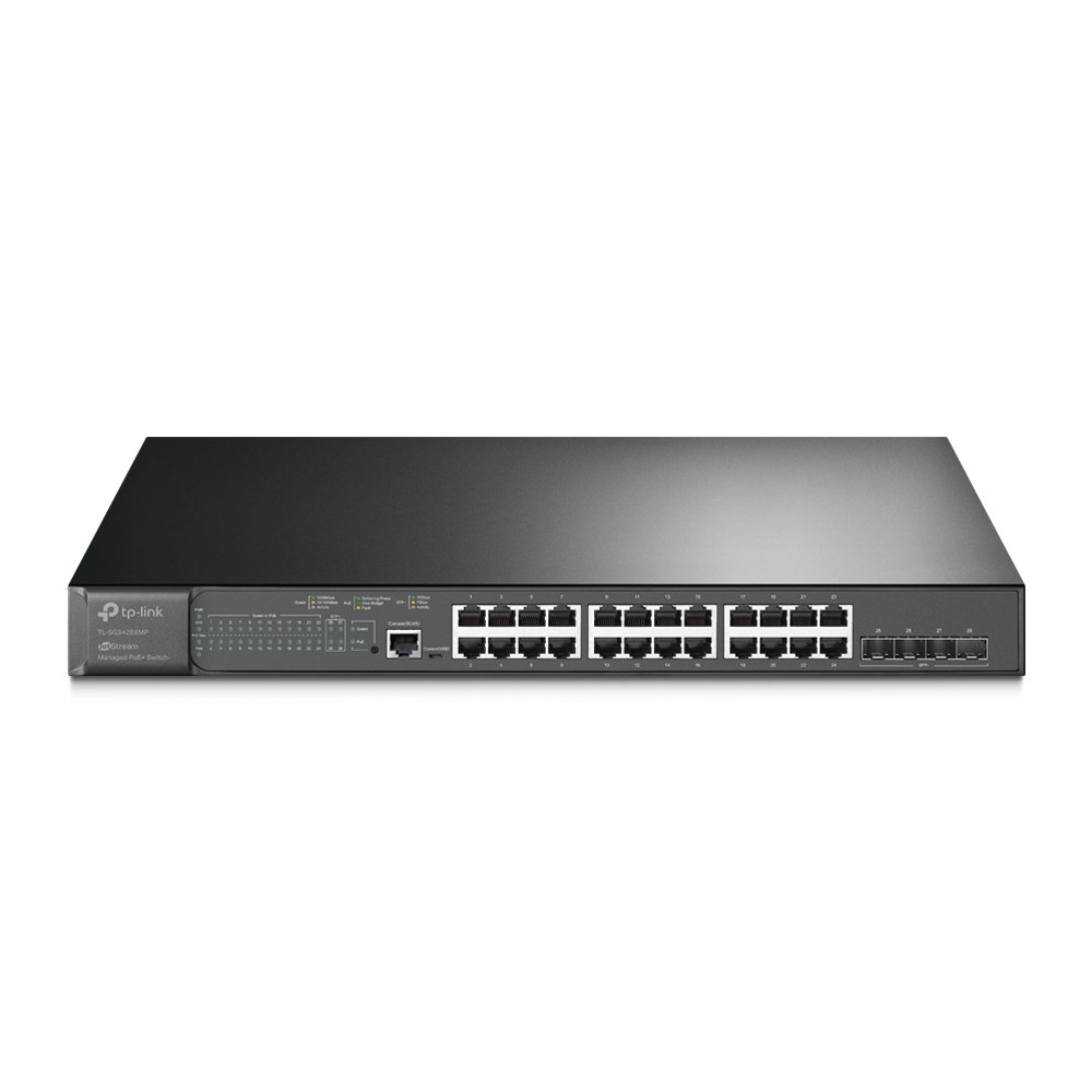 TP-Link JetStream TL-SG3428XMP przełącznik sieciowy Zarządzany L2+ Gigabit Ethernet (10/100/1000) Obsługa PoE 1U Czarny