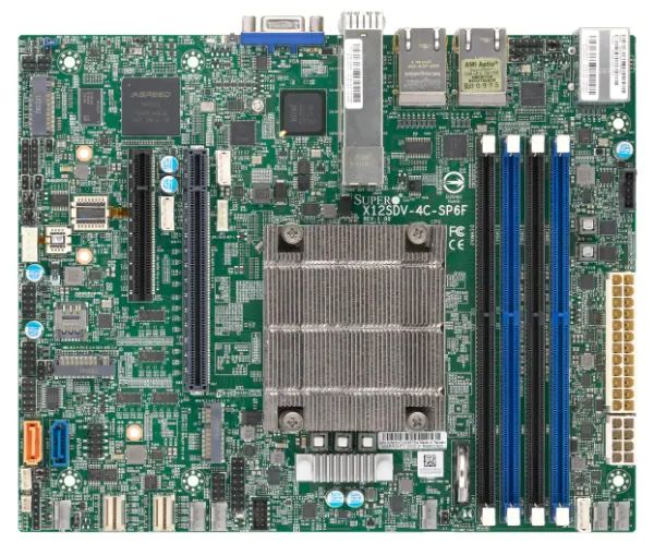 Płyta główna Supermicro X12SDV-4C-SP6F SoC Xeon D-1718T FlexATX, 2x 25G SFP, 4x 1GbE, IPMI