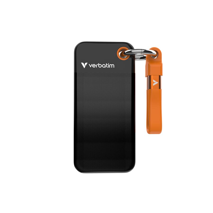 Dysk SSD zewnętrzny Verbatim Pocket SSD 2TB USB-C 3.2 Gen 2 czarny/pomarańczowy