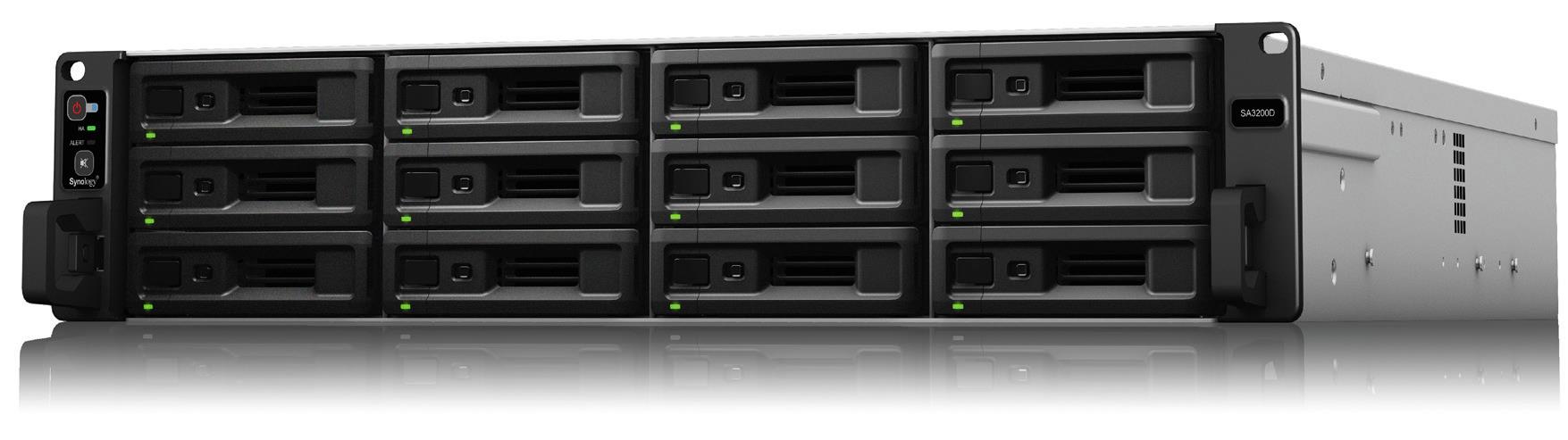 Serwer NAS Synology RackStation SA3200D Rack 2U 12 zatok Xeon D-1521, 4 rdzenie 8GB RAM bez dysków 2x1GbE + 1x10GbE zasilanie redundantne podwójny kontroler