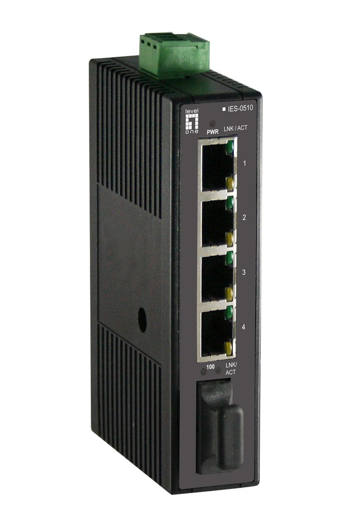 Switche LevelOne Industrial 5-portowe 1xSC MM+DIN 100Mbps