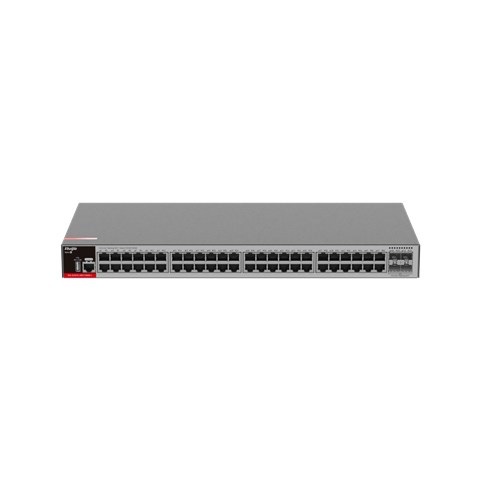 Zarządzalny Switch Ruijie L2+ | 48 portów 1Gbit + 4 porty SFP 2.5Gbit | 2 wentylatory, 1 wbudowany zasilacz AC | Rack