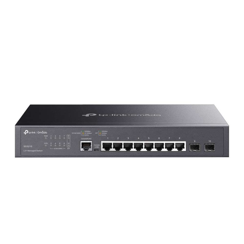 TP-Link Omada SG3210 przełącznik sieciowy Zarządzany L2/L3 Gigabit Ethernet (10/100/1000) 1U Czarny