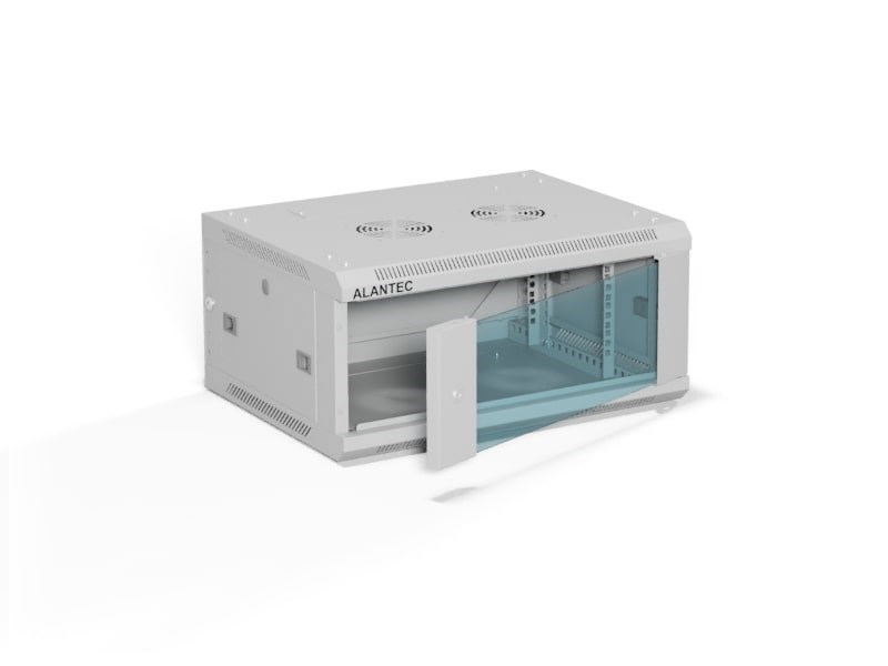 ALANTEC Szafa wisząca 19" 4U 600x450, drzwi szklane, kolor szary, zmontowana (SW-4U-600-450-01-SA)